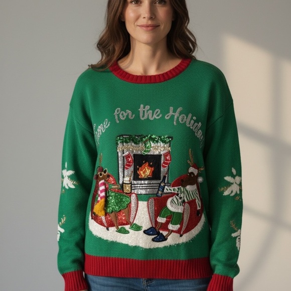 33 Degrees home for the Holidays Festive Green Sweater size XL - Picture 8 of 8